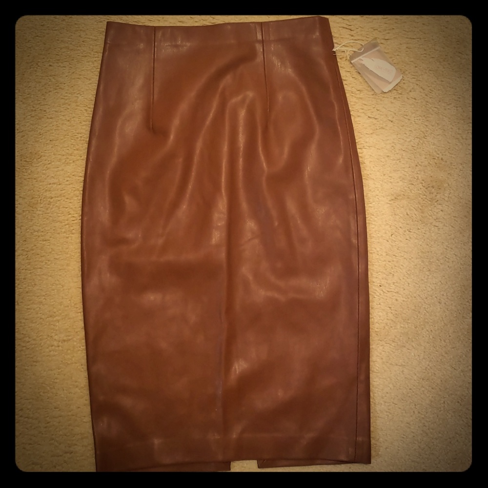 Faux leather midi skirt sz S NWT